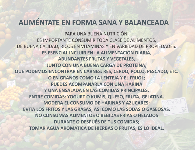 Aliméntate en forma sana y balanceada Febrero 22 de 2012